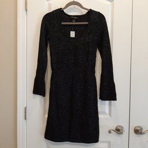 WHBM Black with Silver Sweater Dress Size S NWT